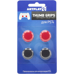 Накладки на джойстики Artplays Thumb Grips Black/Red 4 шт. для PS4