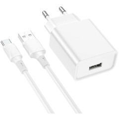 Сетевое зарядное устройство Borofone BA74A White + Type-C Cable