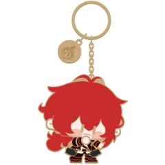 Брелок miHoYo Genshin Impact Chibi Character Metal Keychain Diluc