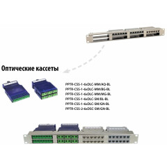 Оптическая кассета Hyperline PPTR-CSS-2-6xDSC-SM/GN-BL