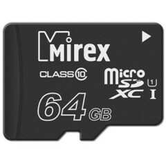 Карта памяти 64Gb MicroSD Mirex (13612-MC10SD64)