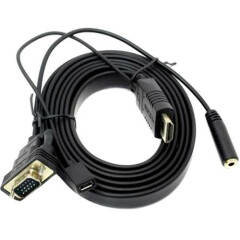 Кабель HDMI (M) + Micro USB (F) - VGA (M) + mini jack 3.5 mm (F), 1.8м, VCOM CG598-1.8M