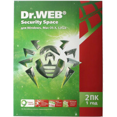 ПО Dr.Web Security Space Картонная упаковка на 2ПК, 12мес (BHW-B-12M-2-A3(A2))