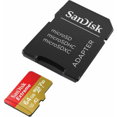 Карта памяти 64Gb MicroSD SanDisk Extreme + SD адаптер (SDSQXA2-064G-GN6MA)