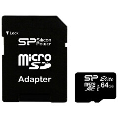 Карта памяти 64Gb MicroSD Silicon Power Elite + SD адаптер (SP064GBSTXBU1V10-SP)
