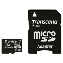 Карта памяти 16Gb MicroSD Transcend + SD адаптер (TS16GUSDHC10U1)