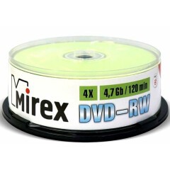Диск DVD-RW Mirex 4.7Gb 4x Cake Box (25шт) (202530)