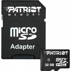 Карта памяти 32Gb MicroSD Patriot LX + SD адаптер (PSF32GMCSDHC10)