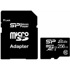 Карта памяти 256Gb MicroSD Silicon Power Elite + SD адаптер (SP256GBSTXBU1V10-SP)