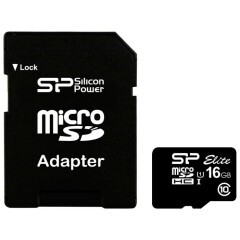 Карта памяти 16Gb MicroSD Silicon Power Elite + SD адаптер (SP016GBSTHBU1V10-SP)