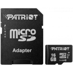 Карта памяти 16Gb MicroSD Patriot LX + SD адаптер (PSF16GMCSDHC10)
