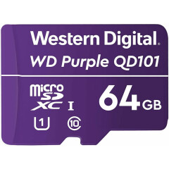 Карта памяти 64Gb MicroSD WD Purple (WDD064G1P0C)