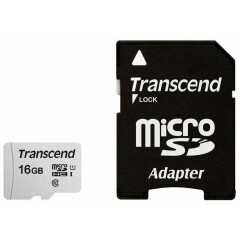 Карта памяти 16Gb MicroSD Transcend + SD адаптер (TS16GUSD300S-A)