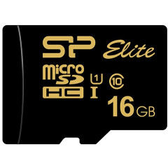 Карта памяти 16Gb MicroSD Silicon Power Elite Gold + SD адаптер (SP016GBSTHBU1V1GSP)
