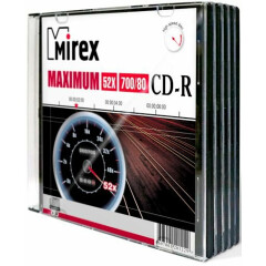 Диск CD-R Mirex 700Mb 52x Maximum Slim Case (5шт) (201243)