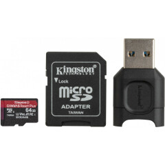 Карта памяти 64Gb MicroSD Kingston + SD адаптер (MLPMR2/64GB)