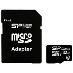 Карта памяти 32Gb MicroSD Silicon Power + SD адаптер (SP032GBSTHDU1V10-SP)