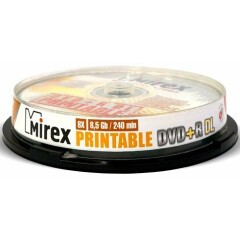 Диск DVD+R Mirex 8.5Gb DL 8x Cake Box Printable (10шт) (204268)
