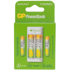 Зарядное устройство для аккумуляторов GP PowerBank Е211 + 2x AA 2100mAh + 2x AAA 800mAh