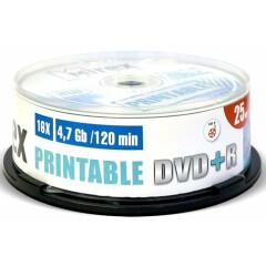 Диск DVD+R Mirex 4.7Gb 16x Cake Box Printable (25шт) (203421)