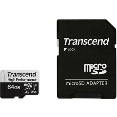 Карта памяти 64Gb MicroSD Transcend + SD адаптер (TS64GUSD330S)