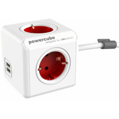 Сетевой удлинитель Allocacoc PowerCube Extended Red 2x USB