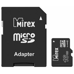 Карта памяти 16Gb MicroSD Mirex + SD адаптер (13613-ADTMSD16)