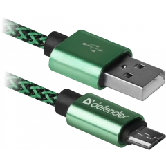 Кабель USB 2.0 A (M) - microUSB B (M), 1м, Defender USB08-03T Green