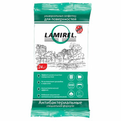 Fellowes LA-61617 антибактериальные чистящие салфетки Lamirel для поверхностей, 24шт