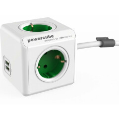 Сетевой удлинитель Allocacoc PowerCube Extended Green 2x USB