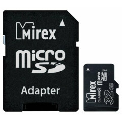 Карта памяти 32Gb MicroSD Mirex + SD адаптер (13613-ADSUHS32)