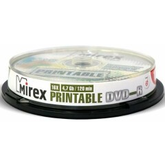 Диск DVD-R Mirex 4.7Gb 16x Cake Box Printable (10шт) (204589)