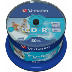Диск CD-R Verbatim 700Mb 52x AZO Wide Inkjet Printable (50шт) (43438)