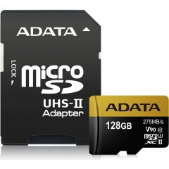 Карта памяти 128Gb MicroSD ADATA Premier + SD адаптер  (AUSDX128GUII3CL10-CA1)
