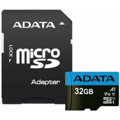 Карта памяти 32Gb MicroSD ADATA Premier + SD адаптер (AUSDH32GUICL10A1-RA1)