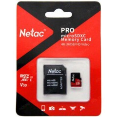 Карта памяти 64Gb MicroSD Netac P500 Extreme Pro + SD адаптер (NT02P500PRO-064G-R)