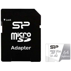 Карта памяти 64Gb MicroSD Silicon Power Superio + SD адаптер (SP064GBSTXDA2V20SP)