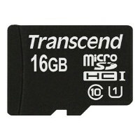 Карта памяти 16Gb MicroSD Transcend + SD адаптер (TS16GUSDU1)