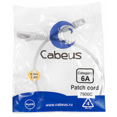 Патч-корд Cabeus PC-SSTP-RJ45-Cat.6a-0.5m-LSZH, 0.5м