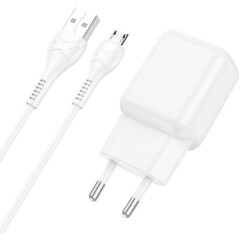 Сетевое зарядное устройство HOCO C96A White + MicroUSB Cable