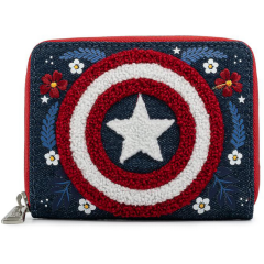 Кошелёк Loungefly Marvel Captain America 80th Anniversary Floral Sheild Zip Around Wallet