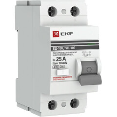 Выключатель дифференциального тока (УЗО) EKF elcb-2-25-10-em-pro