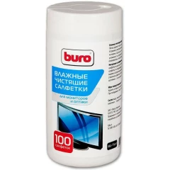 Салфетки Buro BU-TSCRL для экранов и оптики, туба, 100шт