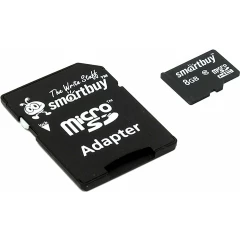 Карта памяти 8Gb MicroSD SmartBuy + SD адаптер (SB8GBSDCL10-01)