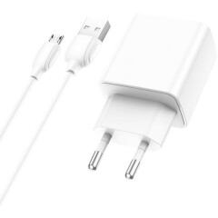 Сетевое зарядное устройство Borofone BA66A White + MicroUSB Cable