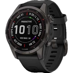 Умные часы Garmin Fenix 7S Sapphire Solar Carbon Grey DLC Titanium with Black Band