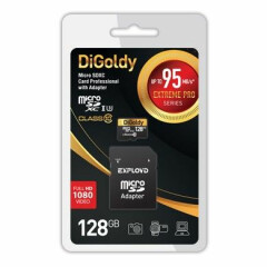 Карта памяти 128Gb MicroSD Digoldy + SD адаптер