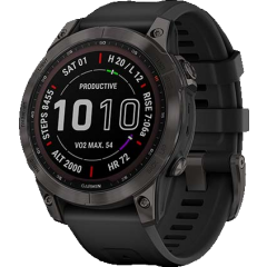 Умные часы Garmin Fenix 7 Sapphire Solar Carbon Grey DLC Titanium with Black Band