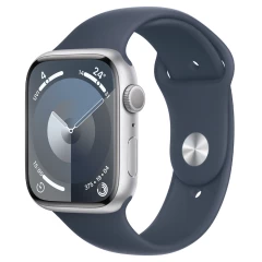 Умные часы Apple Watch Series 9 45mm Silver Aluminum Case with Storm Blue Sport Band M/L (MR9E3ZP/A)