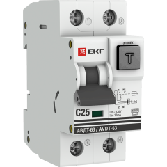 Автоматический выключатель дифференциального тока EKF DA63-25-30-AC